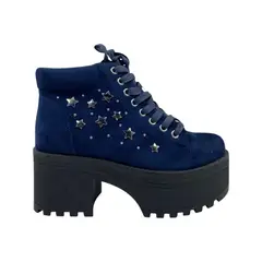 HERIEL - Botín Azul Plataforma Tachas Mujer