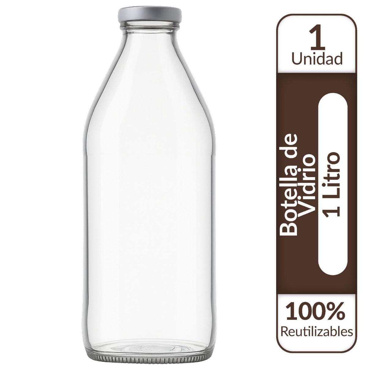 Botellas de Vidrio Lechera Jugos 1L 1000 ml c/Tapa, marca GENERICO - Foto Principal