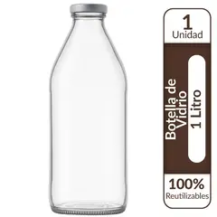 GENERICO - Botellas de Vidrio Lechera Jugos 1L 1000 ml c/Tapa