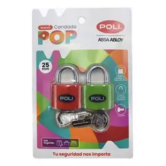 METALFER - Pack 2 Candado Poli Pop 25mm Colores