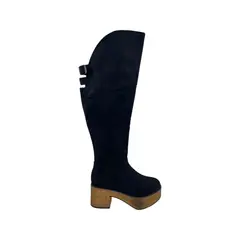 HERIEL - Bota Negra Plataforma Mujer