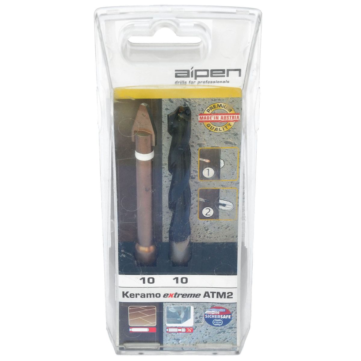 ALPEN - Kit 2 Brocas de 10 mmPorcelanato . HormigónKeramo Extreme . Profi BetonToma Hex