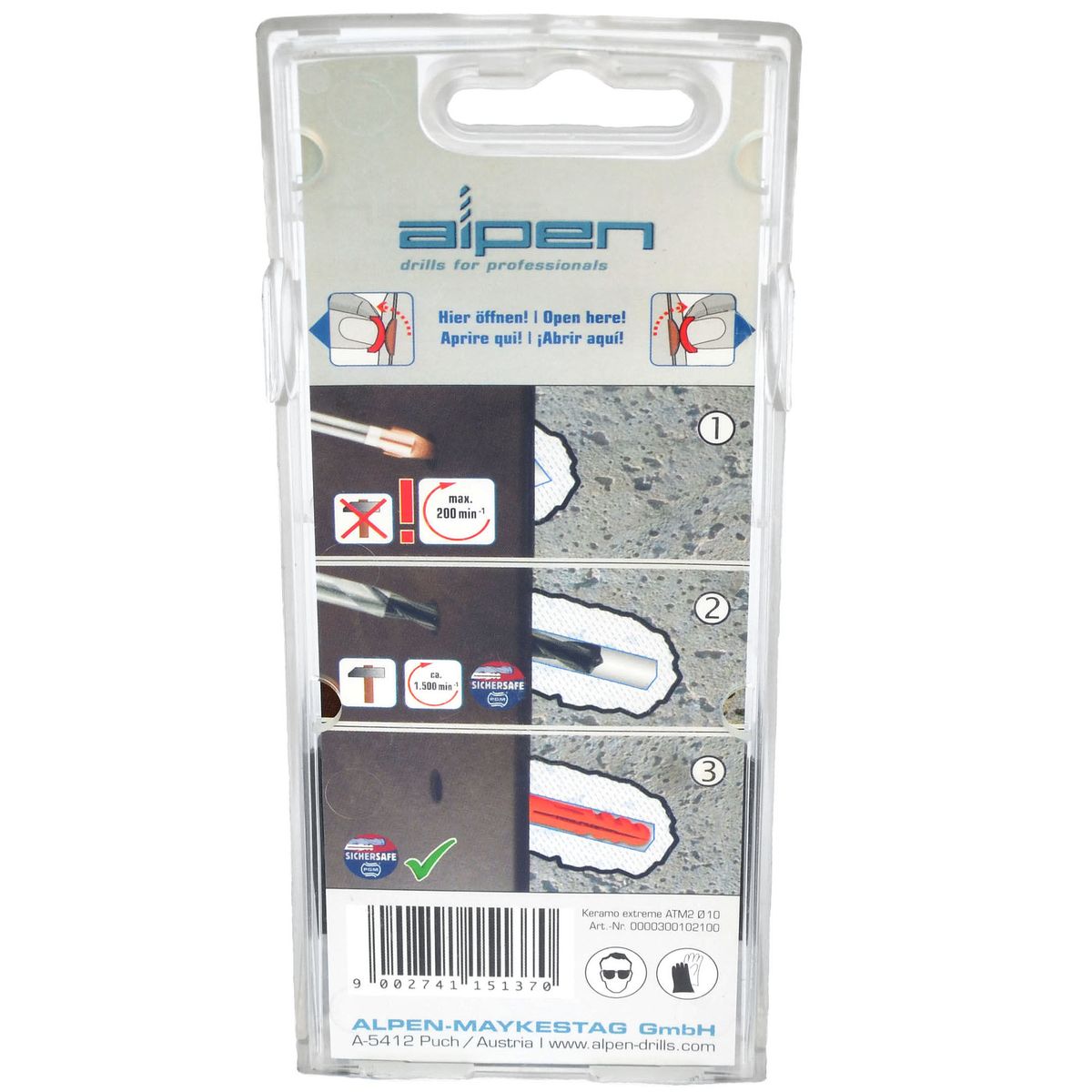ALPEN - Kit 2 Brocas de 10 mmPorcelanato . HormigónKeramo Extreme . Profi BetonToma Hex