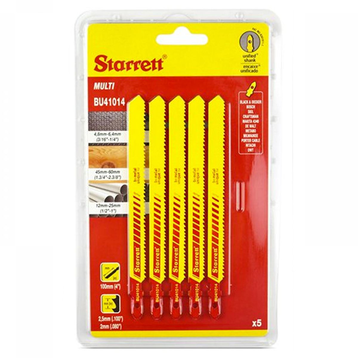 STARRET - Set 5 Sierras Caladoras Bimetal Multiuso 100x9.5 mm