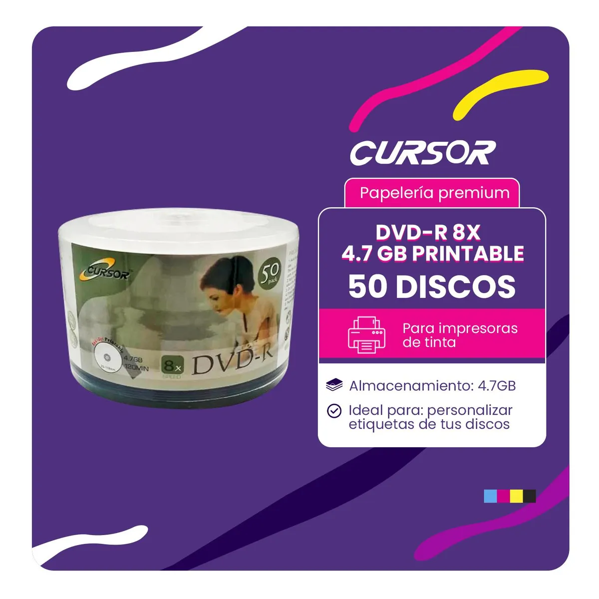 CURSOR - Dvd R 8x 4.7gb Printable Cursor Pack 50