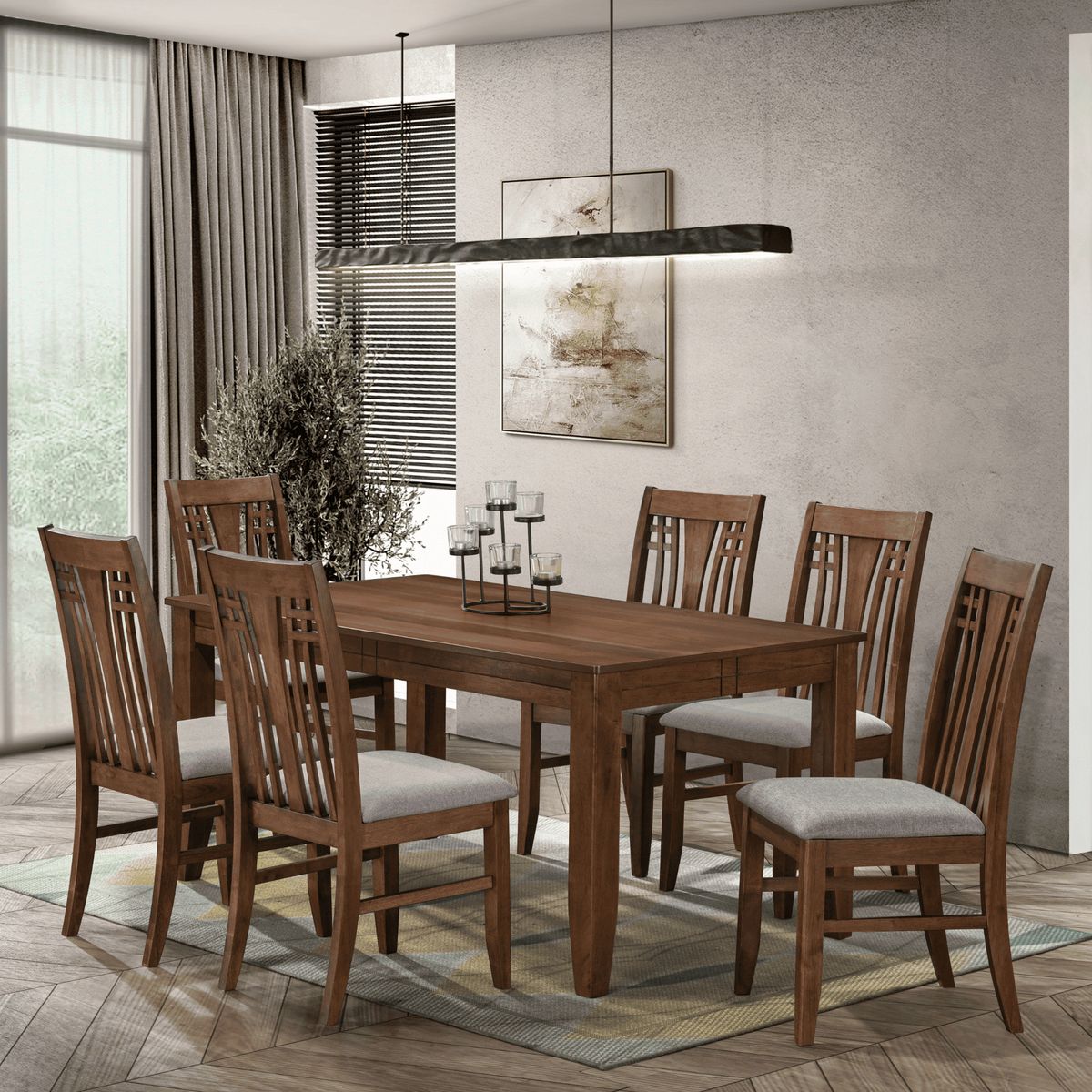 HOME MOBILI - Juego de Comedor Lusso 6 Sillas Roble