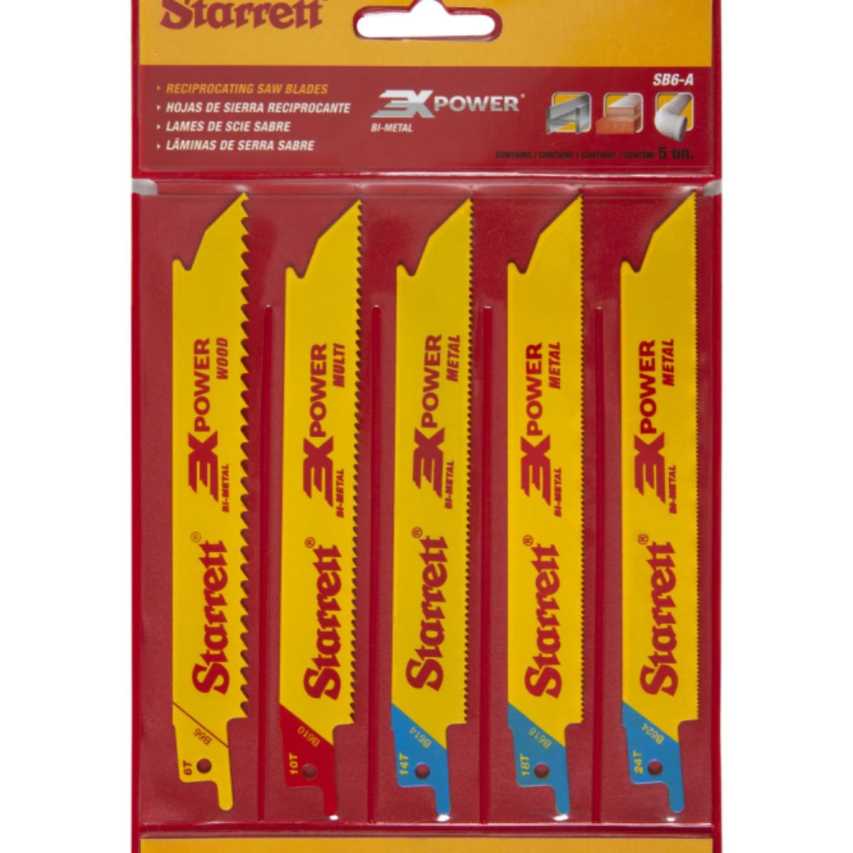 STARRET - Set 5 Sierras Sables Bimetal  Multiuso  150 mm