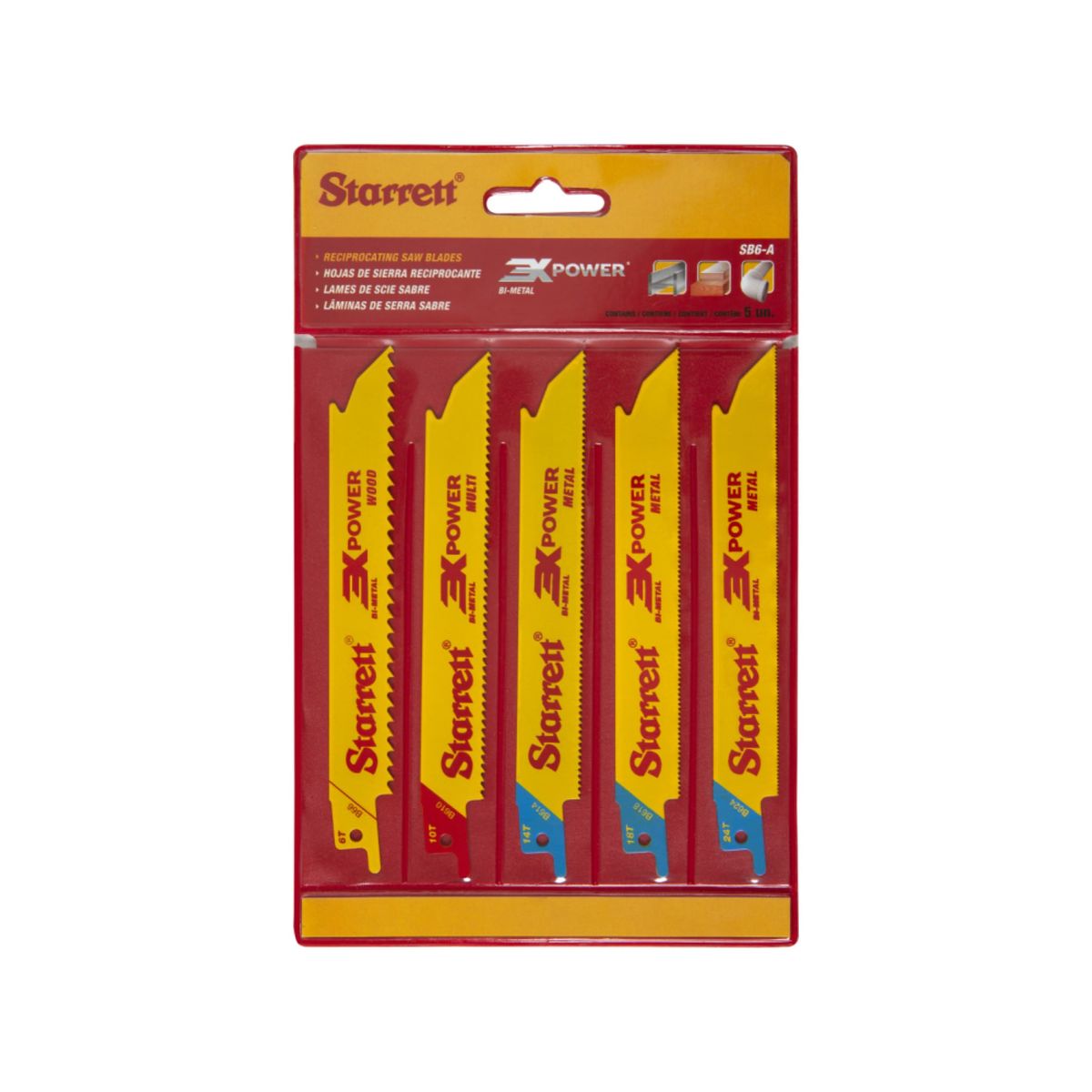 STARRET - Set 5 Sierras Sables Bimetal  Multiuso  150 mm