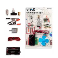 GENERICO - Kit escolar circuito motor electrico 9 Piezas + las pilas