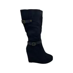 HERIEL - Bota Negra Taco Cuña Mujer