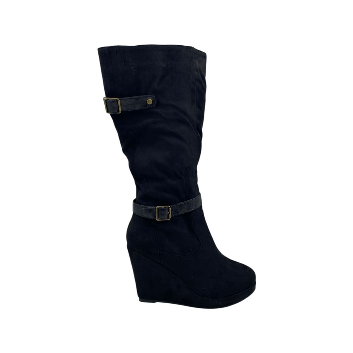 HERIEL - Bota Negra Taco Cuña Mujer