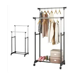 GENERICO - Perchero Doble Maxi-Espacio ¡Tu Solución de Almacenamiento y Organización Móvil