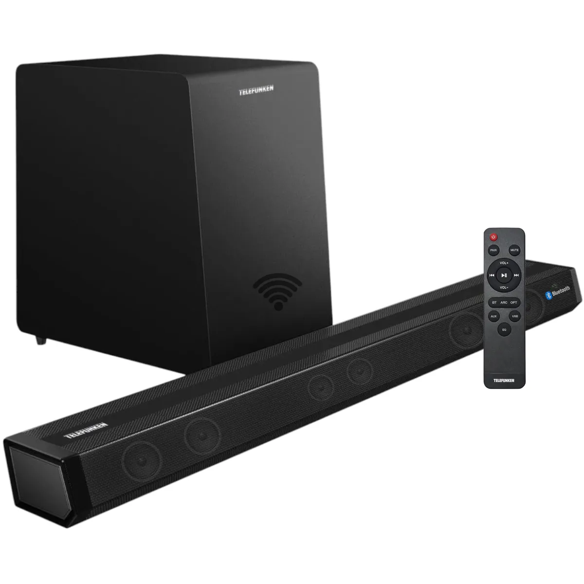 TELEFUNKEN - Soundbar + Subwoofer 8" Wireless Sound System Bluetooth 350W RMS