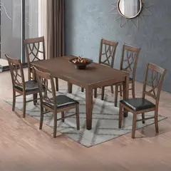 HOME MOBILI - Juego de Comedor 6 Sillas Novara Nogal