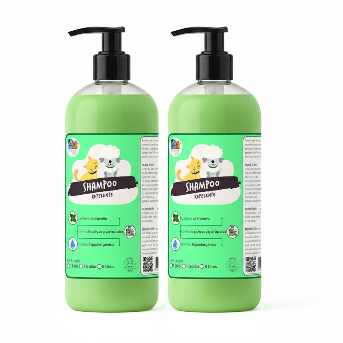 MASCOKITS - Pack 2 Shampoo Repelente 1 Lts Perros & Mascotas Anti Pulgas