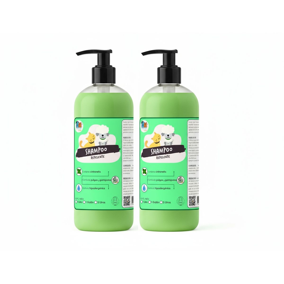 MASCOKITS - Pack 2 Shampoo Repelente 1 Lts Perros & Mascotas Anti Pulgas
