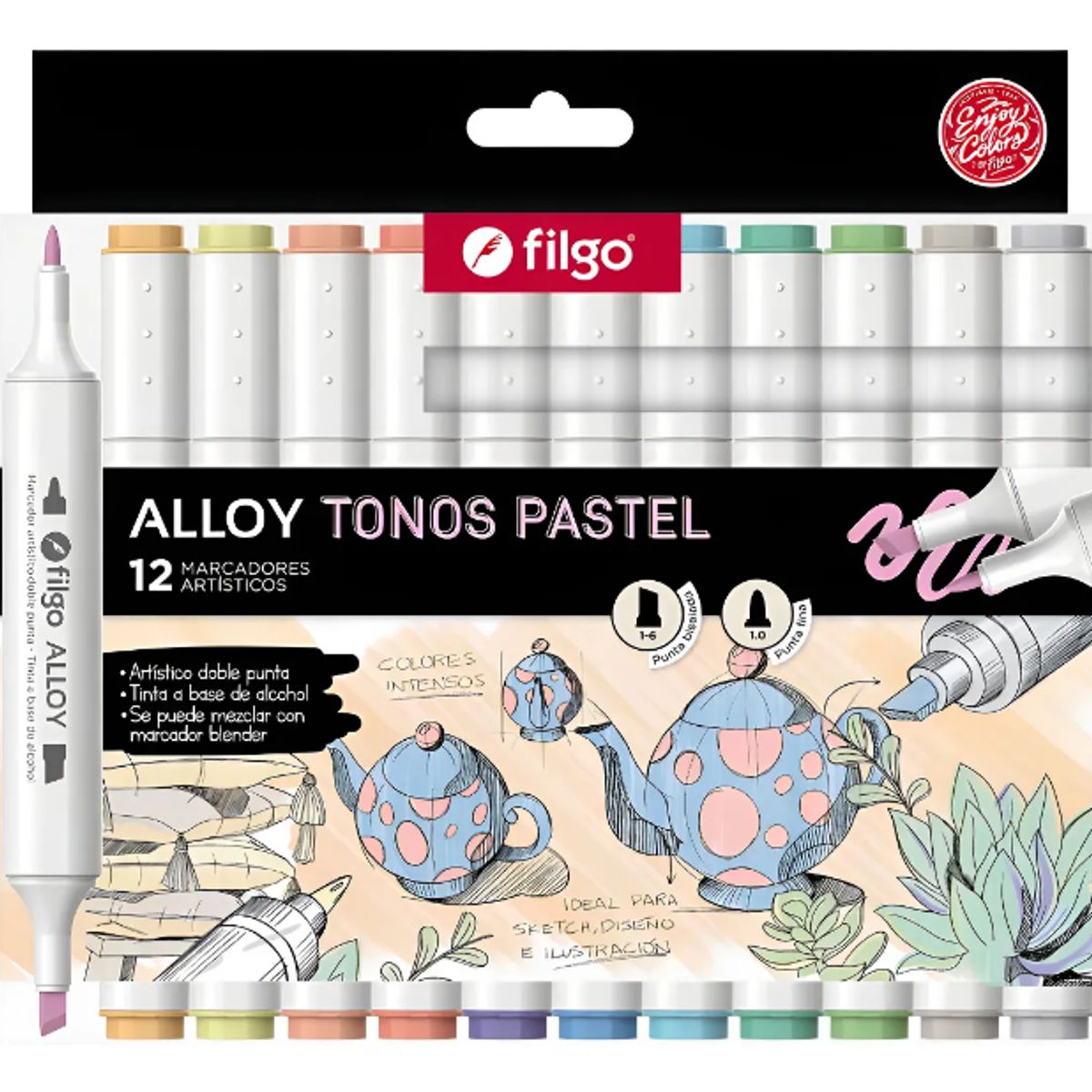 FILGO - Marcador Artístico Doble Punta Tonos Pastel Alloy Filgo