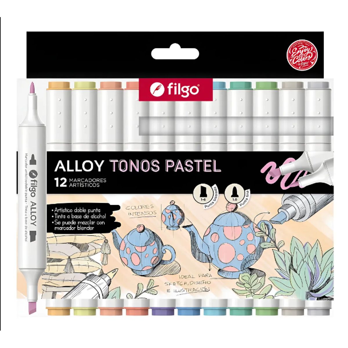 FILGO - Marcador Artístico Doble Punta Tonos Pastel Alloy Filgo