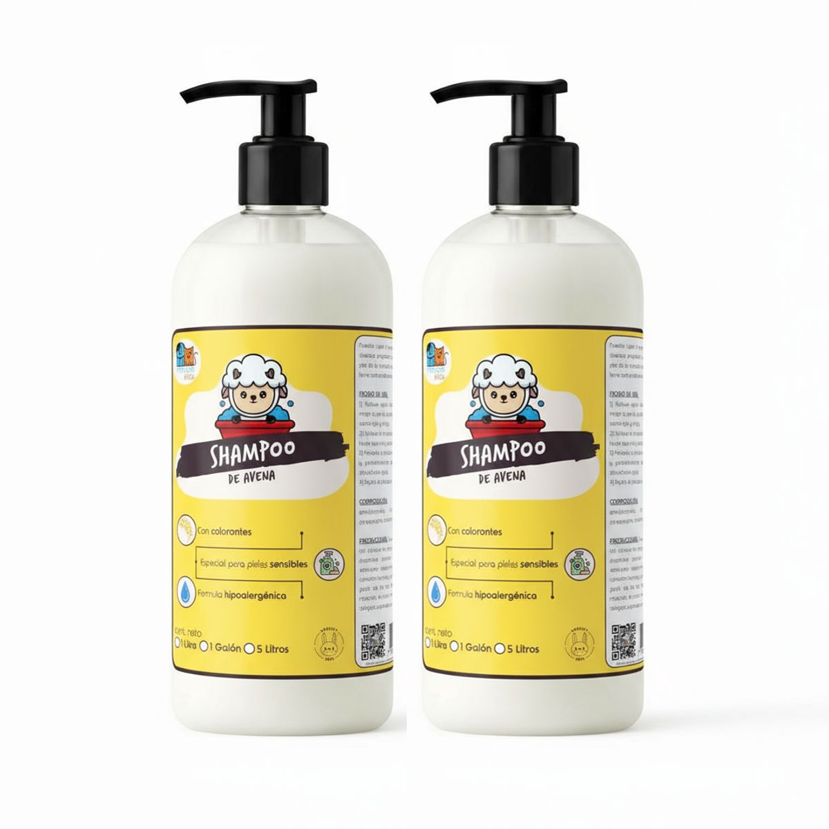 MASCOKITS - Pack 2 Shampoo Avena Orgánico 1 Litros Perros & Mascotas