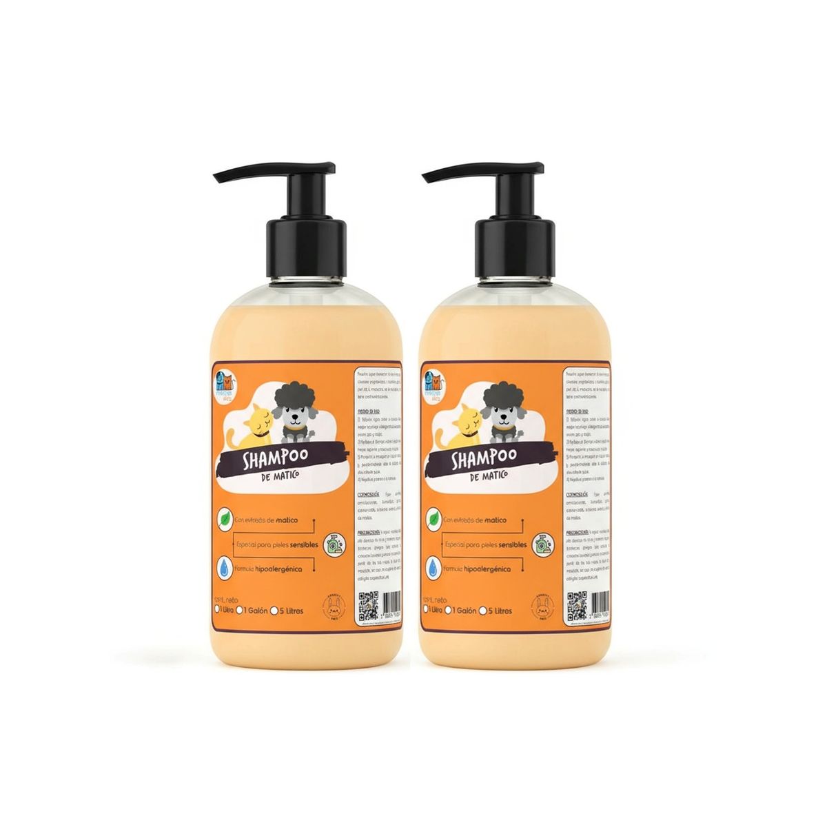 MASCOKITS - Pack 2 Shampoo De Matico Orgánico 1 Lts P/ Perros & Mascotas