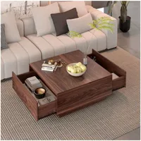 Mesa De Centro Para Living Minimalista Con Cajones Oculto