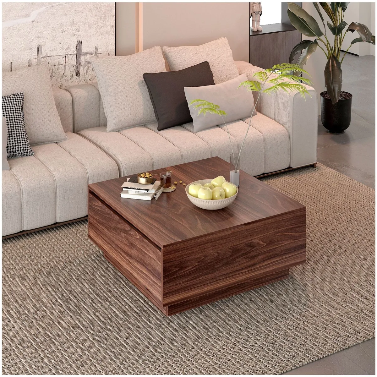 HOMER DESIGN - Mesa De Centro Para Living Minimalista Con Cajones Oculto