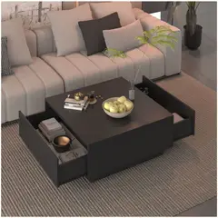 HOMER DESIGN - Mesa De Centro Para Living Minimalista Con Cajones Oculto