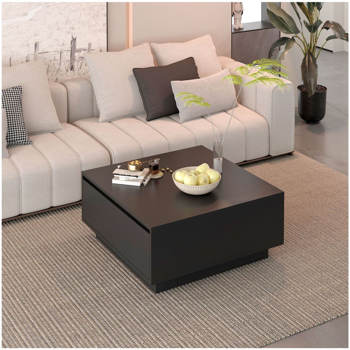 HOMER DESIGN - Mesa De Centro Para Living Minimalista Con Cajones Oculto