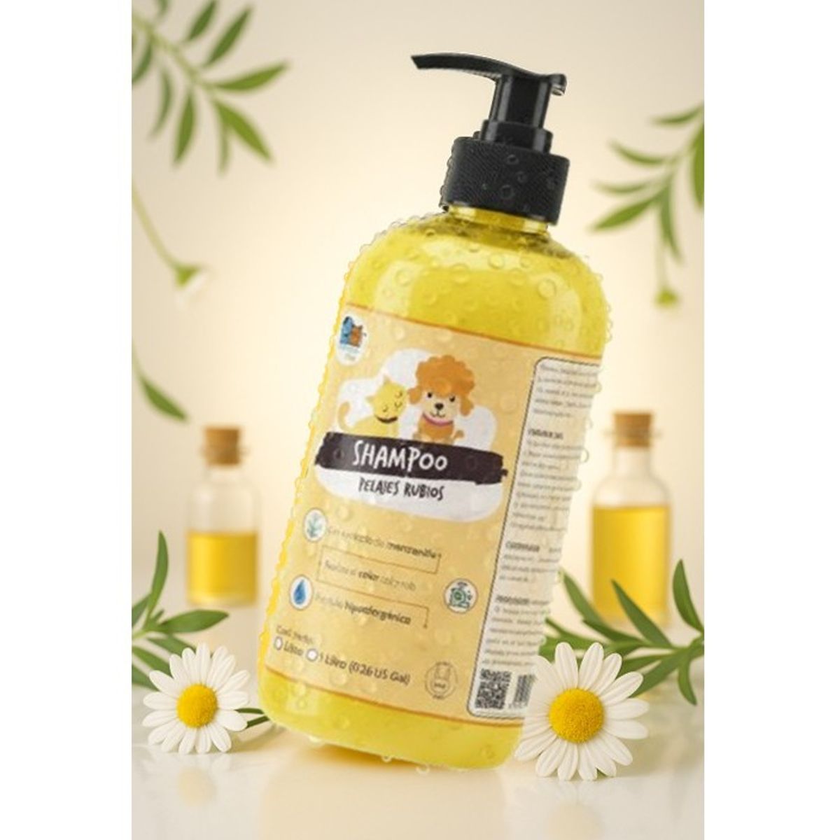 MASCOKITS - Pack 2 Shampoo Pelaje Rubio & Castaño Manzanilla 1lt Perros