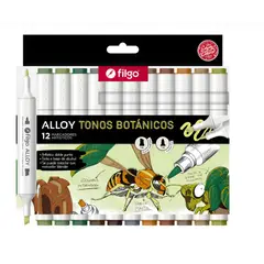 FILGO - Marcadores Alloy Doble Punta Tonos Botánicos 12 colores