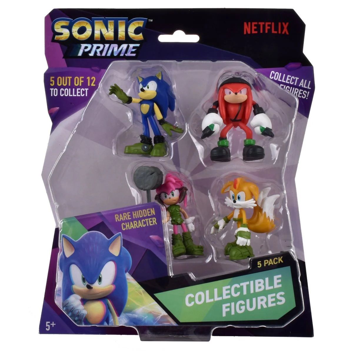 ANSALDO - Sonic Coleccionable Set De 5 Figuras Original Azul Y Rojo