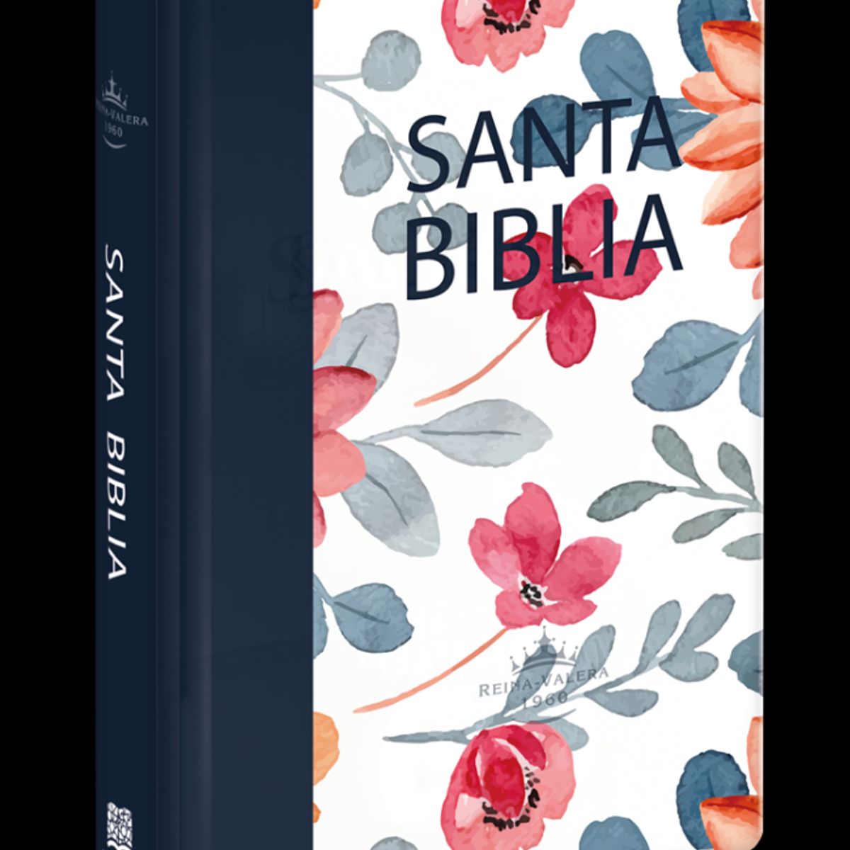 SOCIEDADES BIBLICAS UNIDAS - Biblia Reina Valera 1960 letra grande 12 puntos tapa semiflexible blanca azul flores