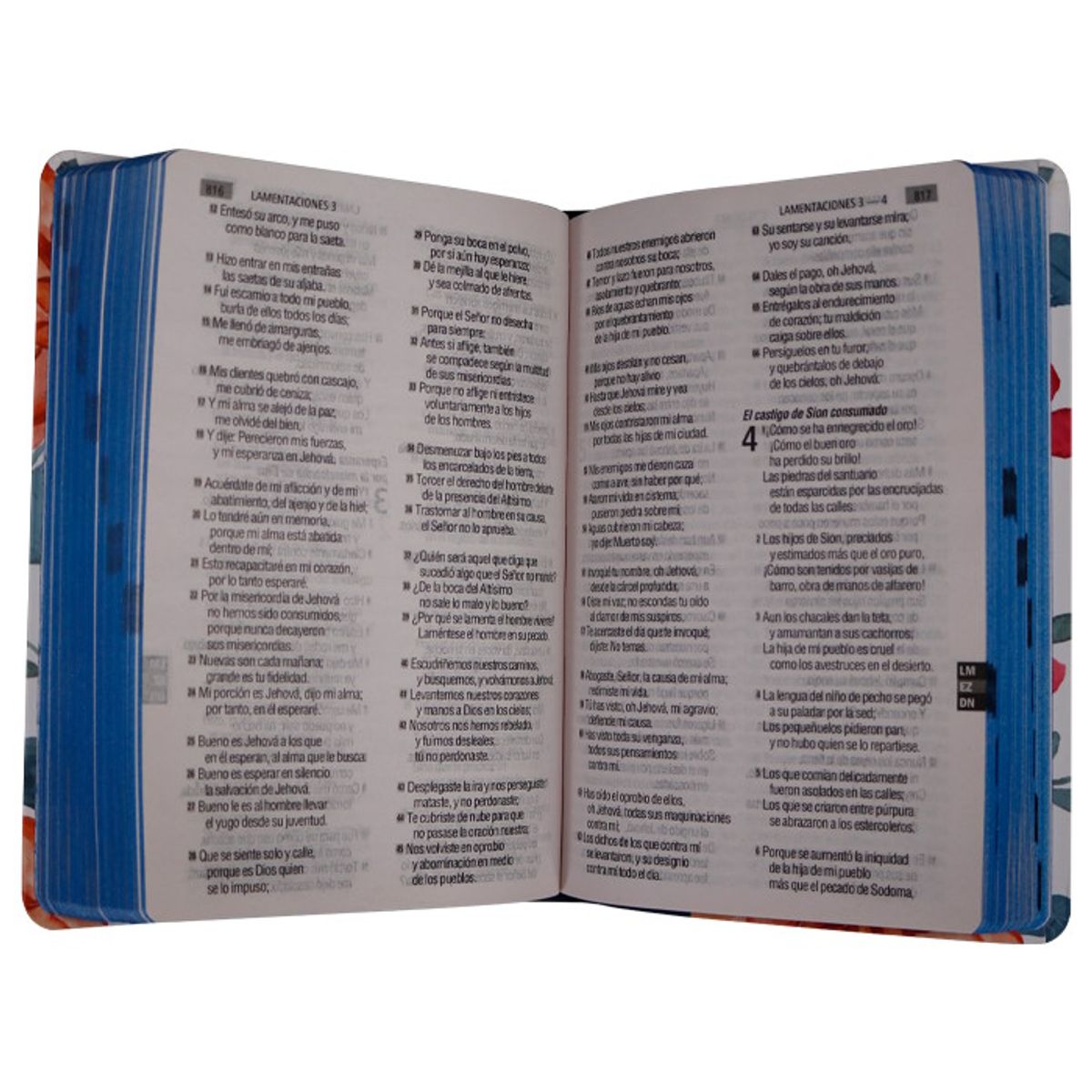 SOCIEDADES BIBLICAS UNIDAS - Biblia Reina Valera 1960 letra grande 12 puntos tapa semiflexible blanca azul flores