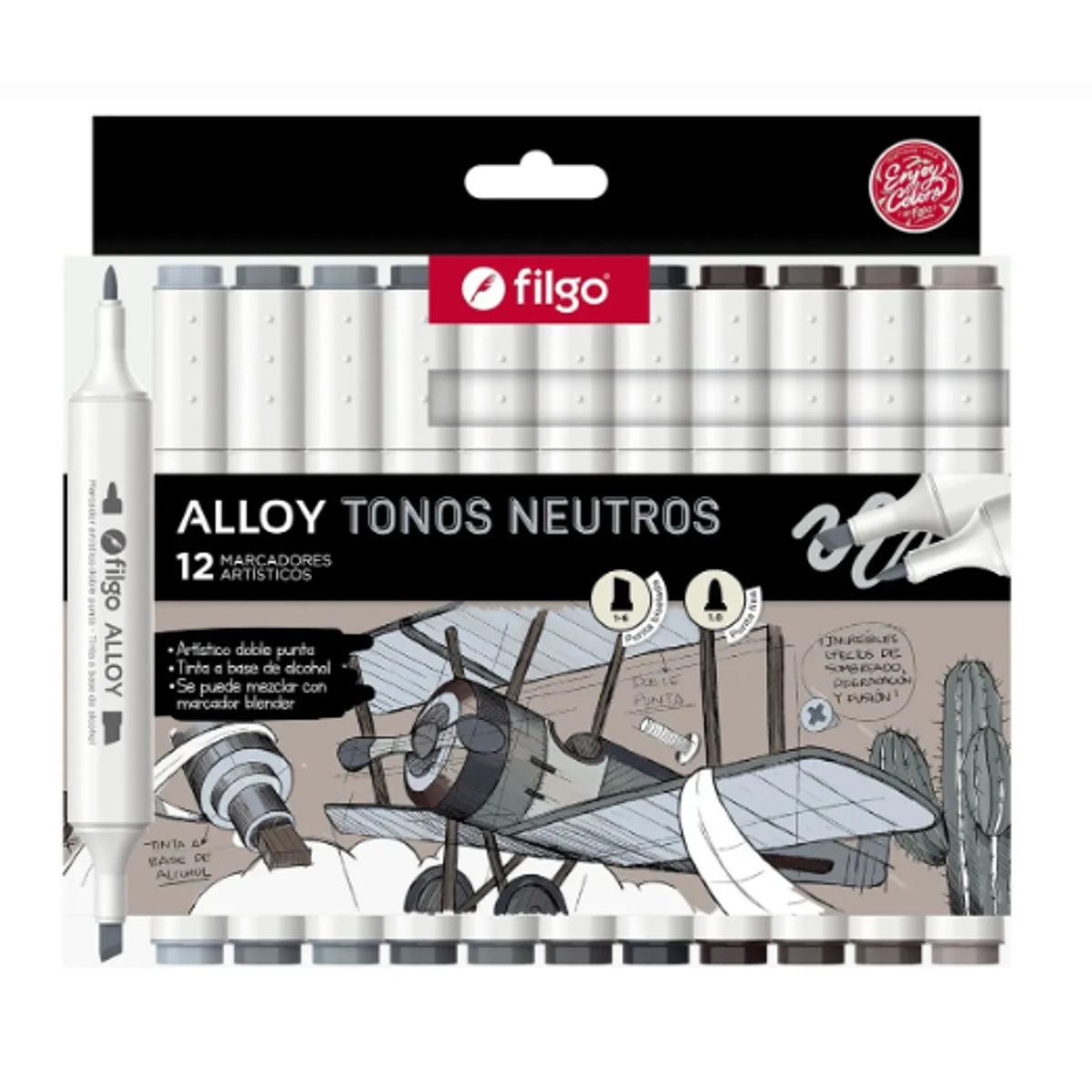 FILGO - Marcadores Artisticos Alloy Filgo Tonos Neutros X12 Unidades Doble Punta