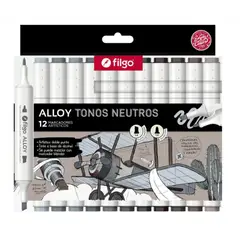 FILGO - Marcadores Artisticos Alloy Tonos Neutros X12 Unidades Doble Punta