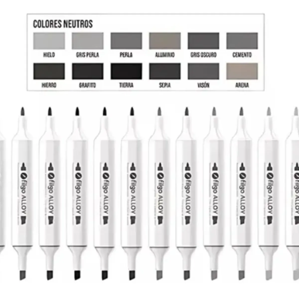 FILGO - Marcadores Artisticos Alloy Filgo Tonos Neutros X12 Unidades Doble Punta