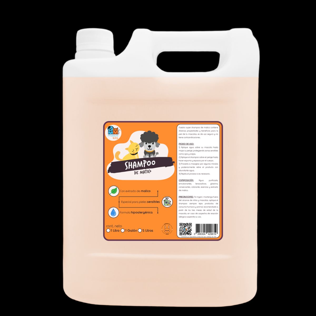 MASCOKITS - Shampoo De Matico Orgánico 5 Litros Mascotas - Perros