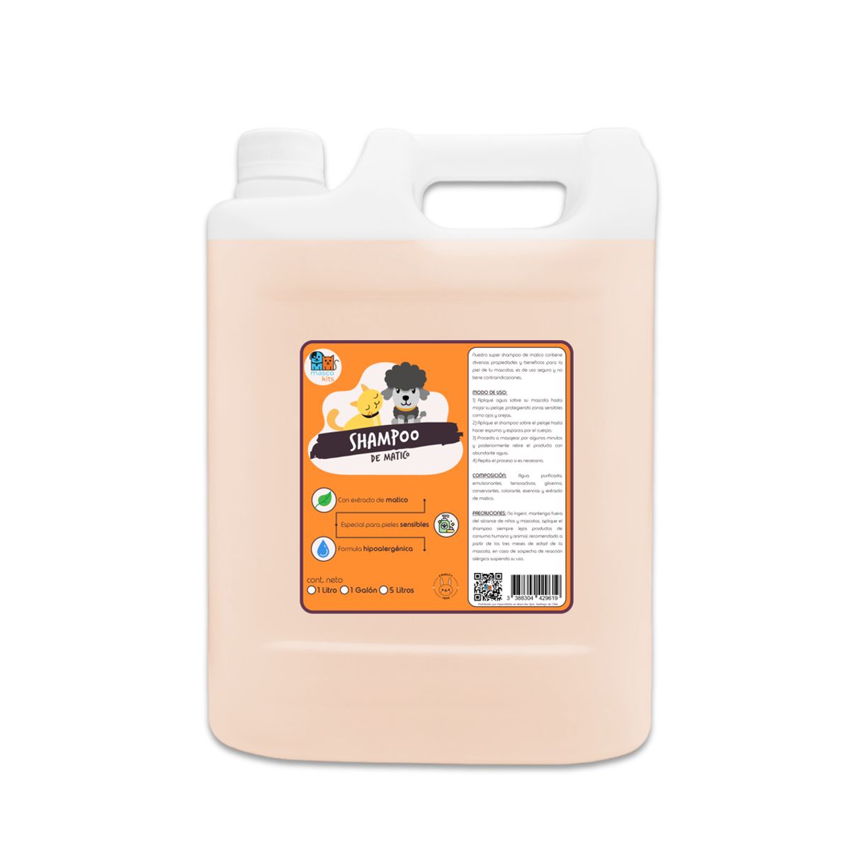 MASCOKITS - Shampoo De Matico Orgánico 5 Litros Mascotas - Perros