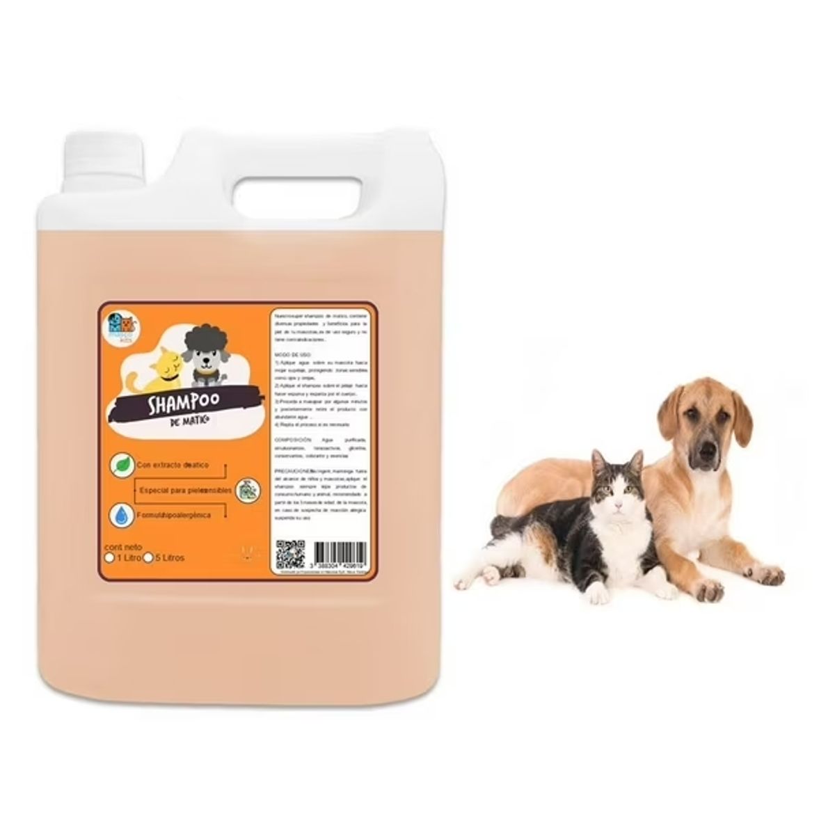 MASCOKITS - Shampoo De Matico Orgánico 5 Litros Mascotas - Perros
