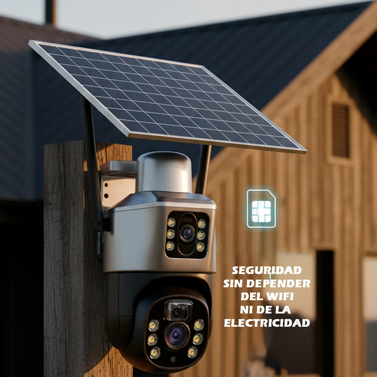 GENERICO - Cámara Solar Doble Lente Con Chip Compatible Con Redes Móviles De Chile