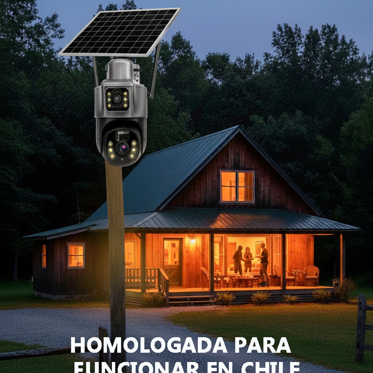 GENERICO - Cámara Solar Doble Lente Con Chip Compatible Con Redes Móviles De Chile