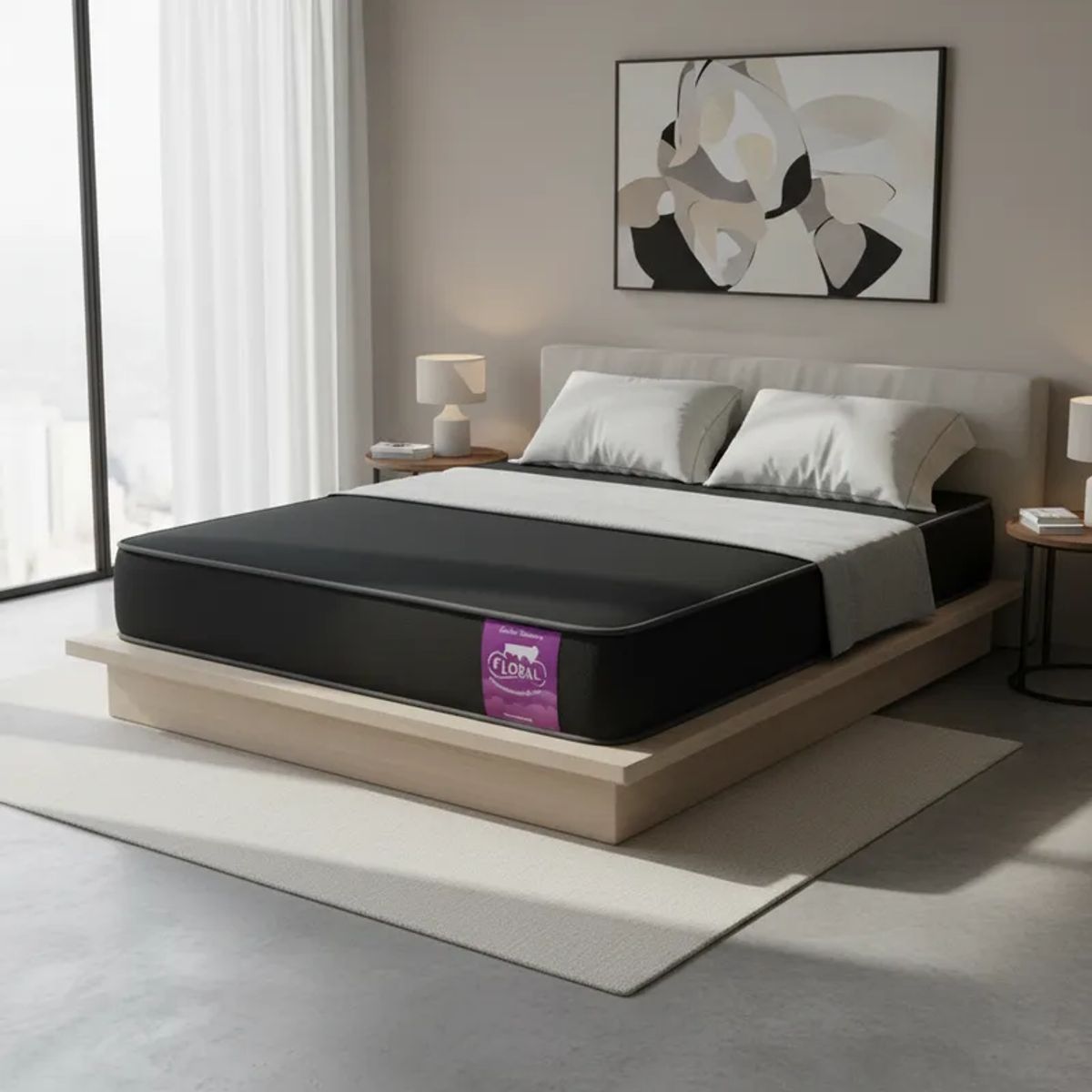 FLOBAL - Colchón 2 Plazas Línea Suave Black150x190x23