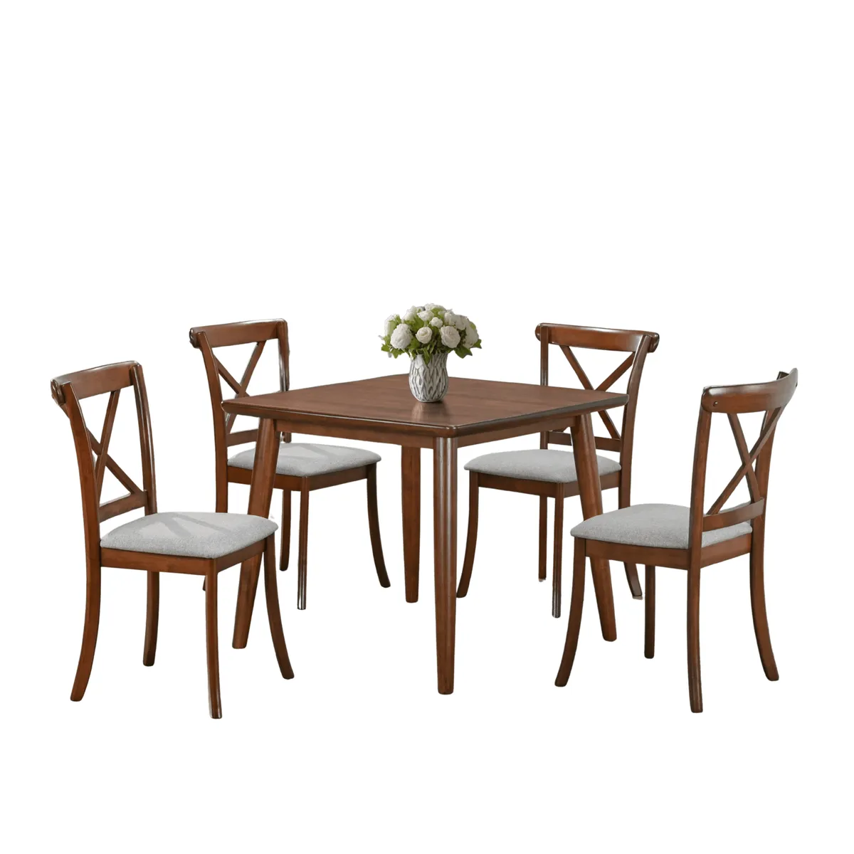 HOME MOBILI - Juego De Comedor 4 Sillas Veneto Café