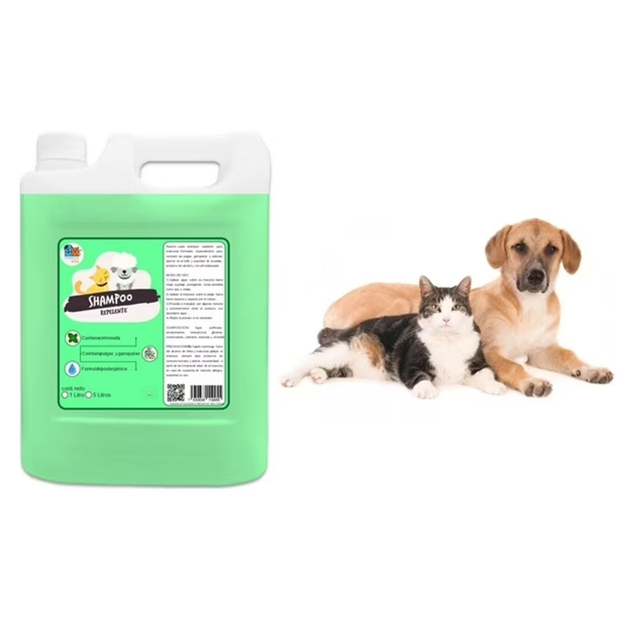 MASCOKITS - Pack 2 Shampoo Repelente 5 Lts Perros & Mascotas Anti Pulgas