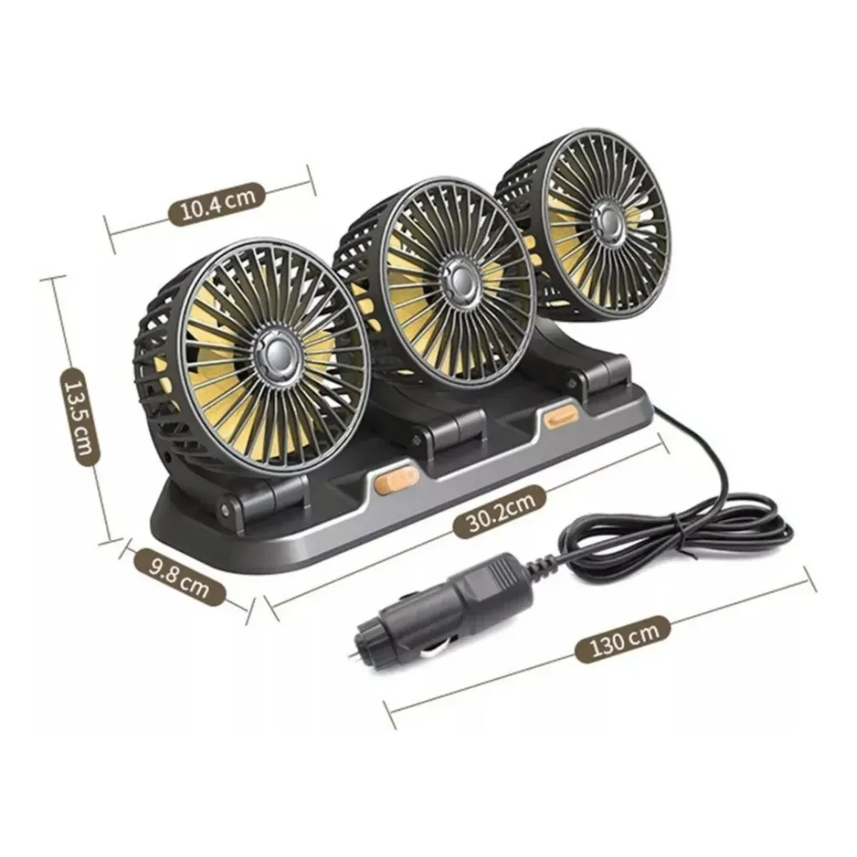 IMPORTCLICK - Ventilador Triple Cabezal Giratorio Para Autos 12v