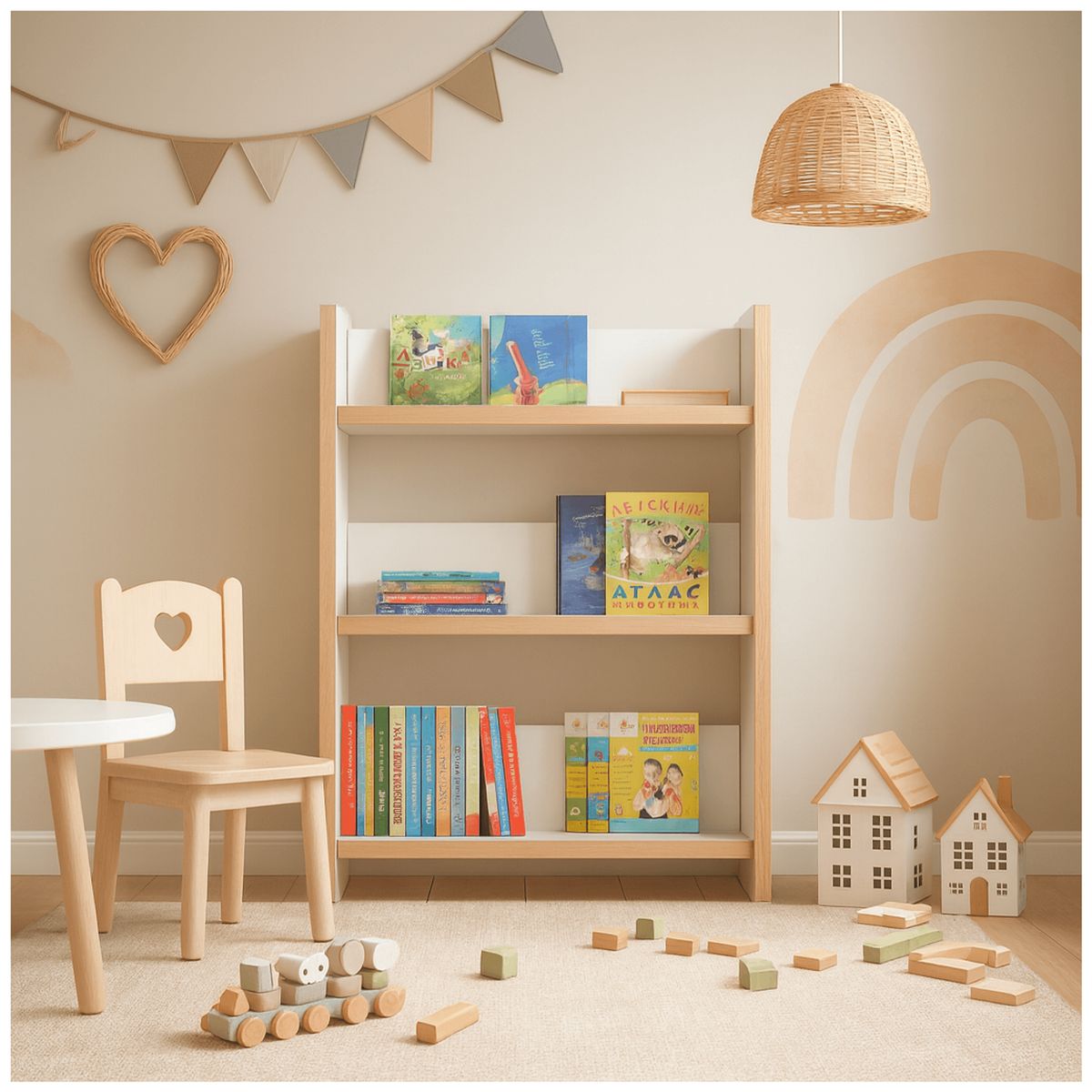 HOMER DESIGN - Biblioteca Librero Infantil 3 Niveles Estante 88x43x26cm