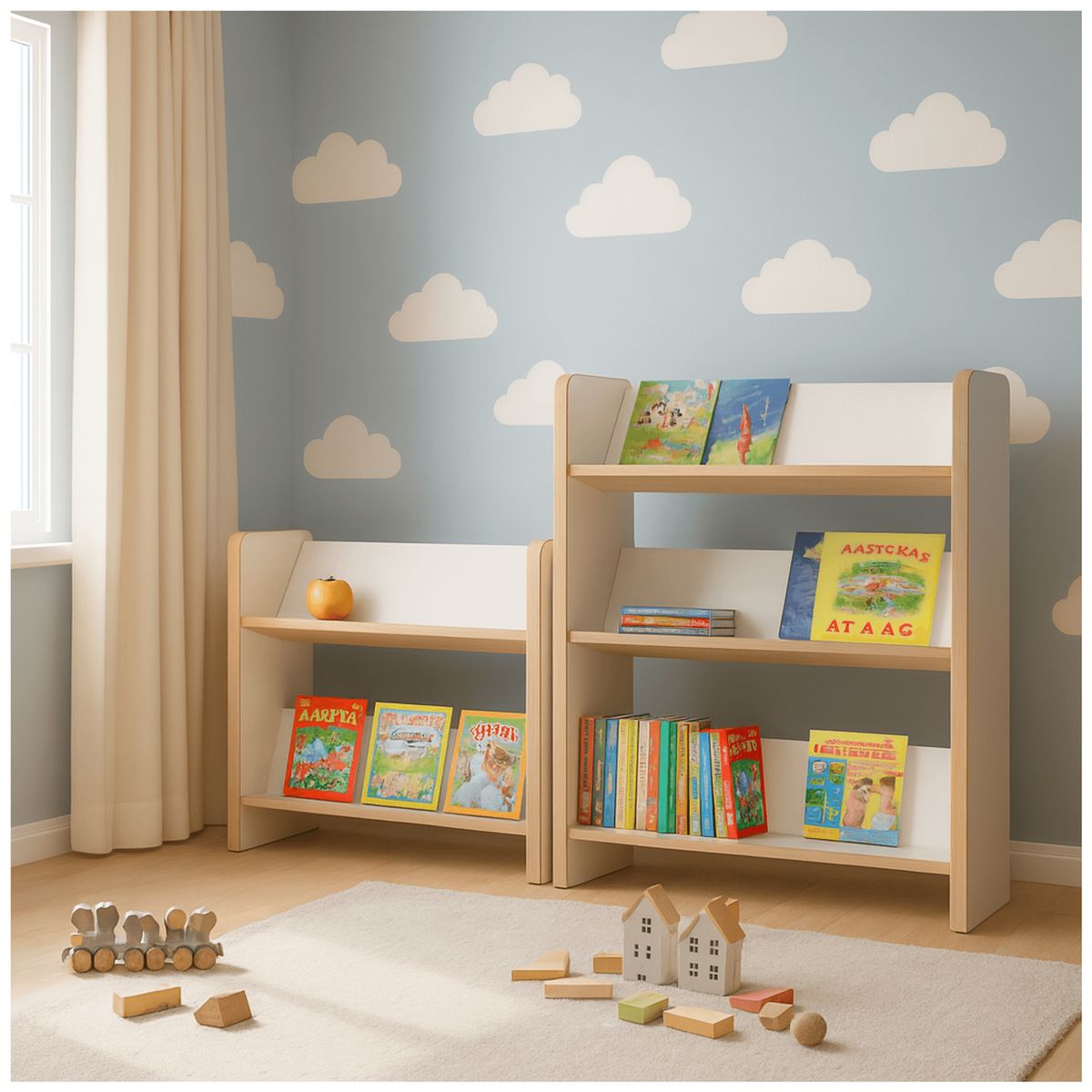 HOMER DESIGN - Biblioteca Librero Infantil 3 Niveles Estante 88x43x26cm
