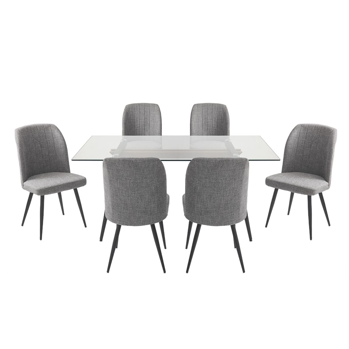 HOME MOBILI - Juego de Comedor Valka 6 Sillas Gris