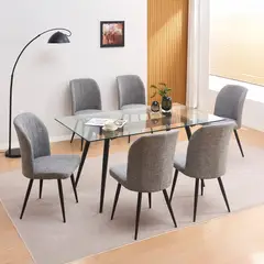 HOME MOBILI - Juego de Comedor Valka 6 Sillas Gris