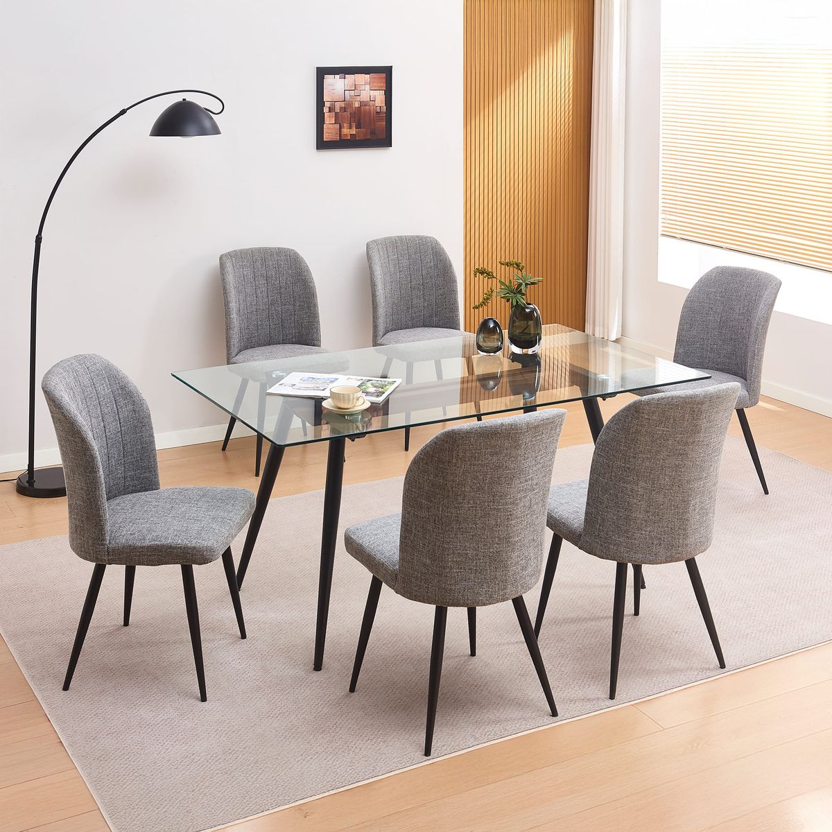 HOME MOBILI - Juego de Comedor Valka 6 Sillas Gris